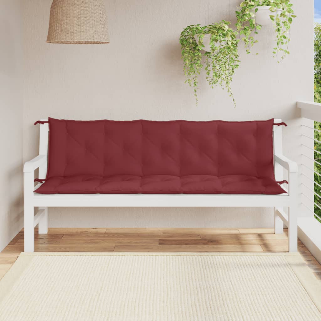 Vidaxl Garden Bench Puder 2 St 180x50x7 cm Stof blandet vin rød