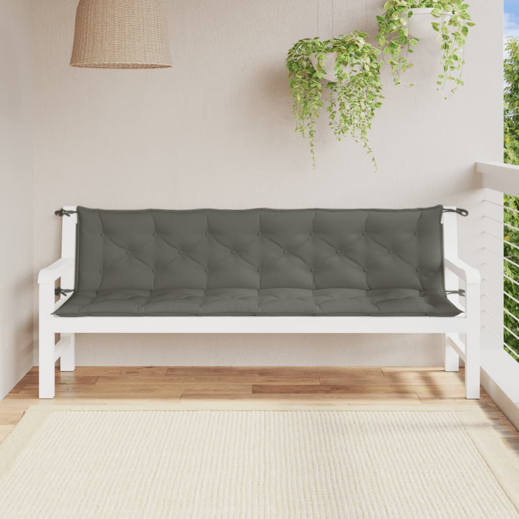 Vidaxl Garden Banc Cushions 2 ST 200x50x7 cm Tissu mixte gris foncé