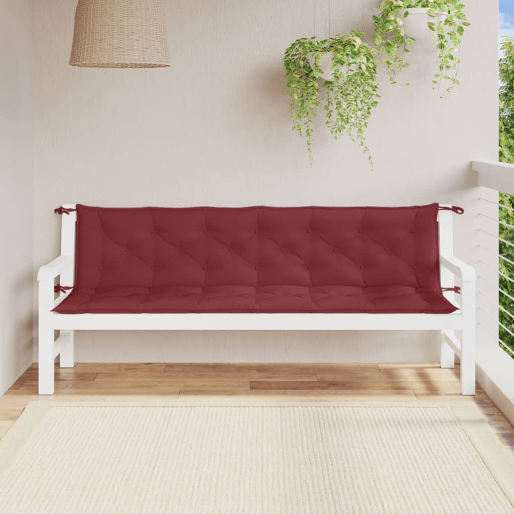 Vidaxl Garden Bench Poduszki 2 St 200x50x7 cm Mieszane wino czerwone