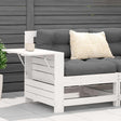 Vidaxl tuinbank met armleuning en klaptafel massief grenenhout wit