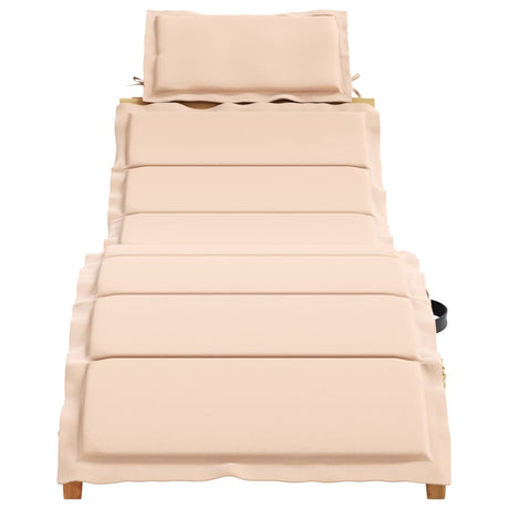 Vidaxl ligbed met kussen massief acaciahout beige