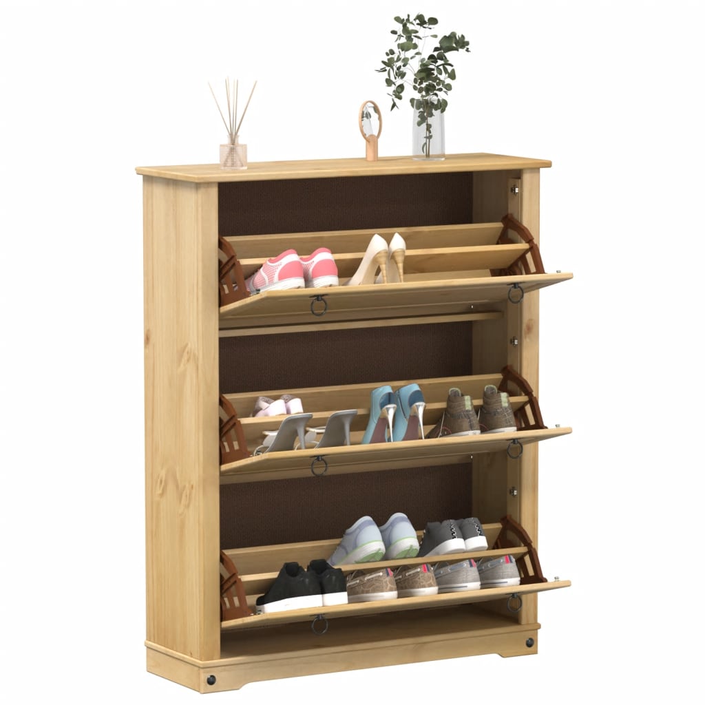 Armoire à chaussures Vidaxl Corona 99x32x124.5 cm Pine solide