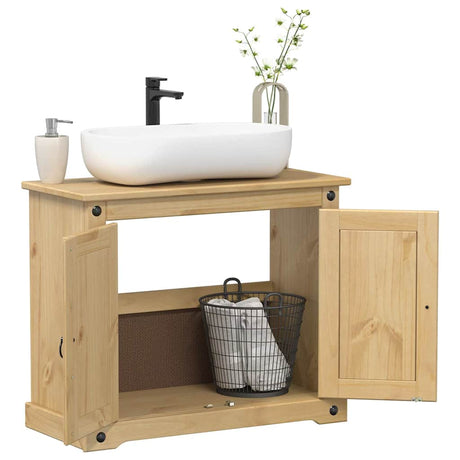 Vidaxl badkamer wastafelkast corona 73x33x60 cm massief grenenhout