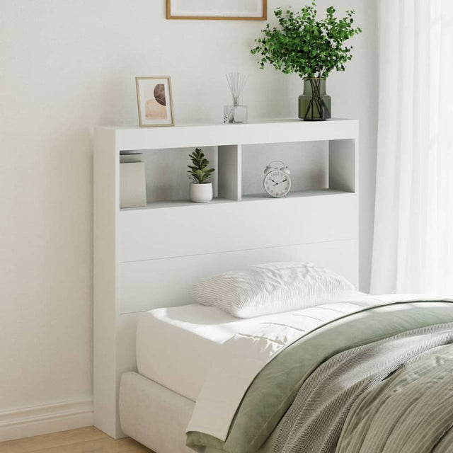 Vidaxl hoofdbordkast met led-verlichting 100x17x102 cm wit