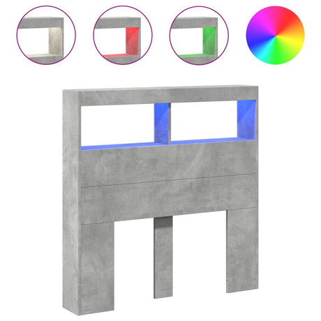 Vidaxl hoofdbordkast met led-verlichting 100x17x102 cm betongrijs