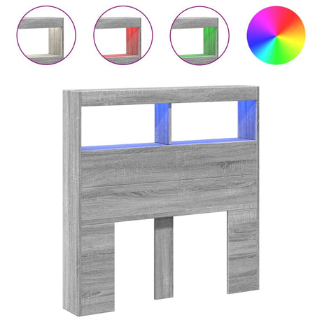 Vidaxl hoofdbordkast met led-verlichting 100x17x102 cm grijs sonoma