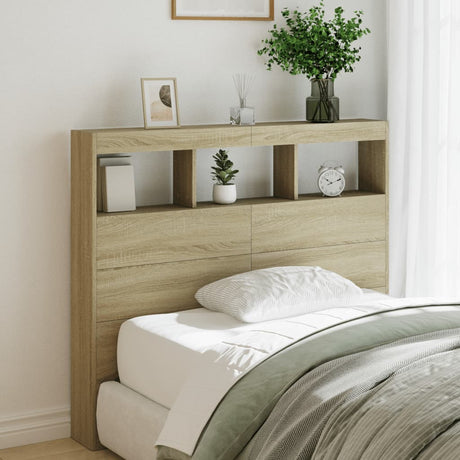 Vidaxl hoofdbordkast met led-verlichting 120x17x102 cm sonoma eiken