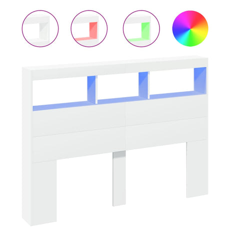 Vidaxl hoofdbordkast met led-verlichting 140x17x102 cm wit