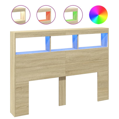 Vidaxl hoofdbordkast met led-verlichting 140x17x102 cm sonoma eiken