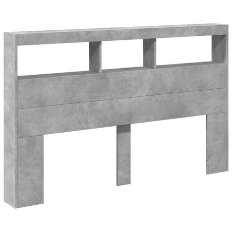 Vidaxl hoofdbordkast met led-verlichting 160x17x102 cm betongrijs