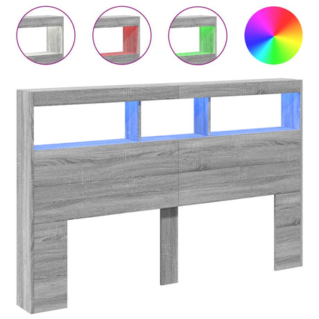 Vidaxl hoofdbordkast met led-verlichting 160x17x102 cm grijs sonoma
