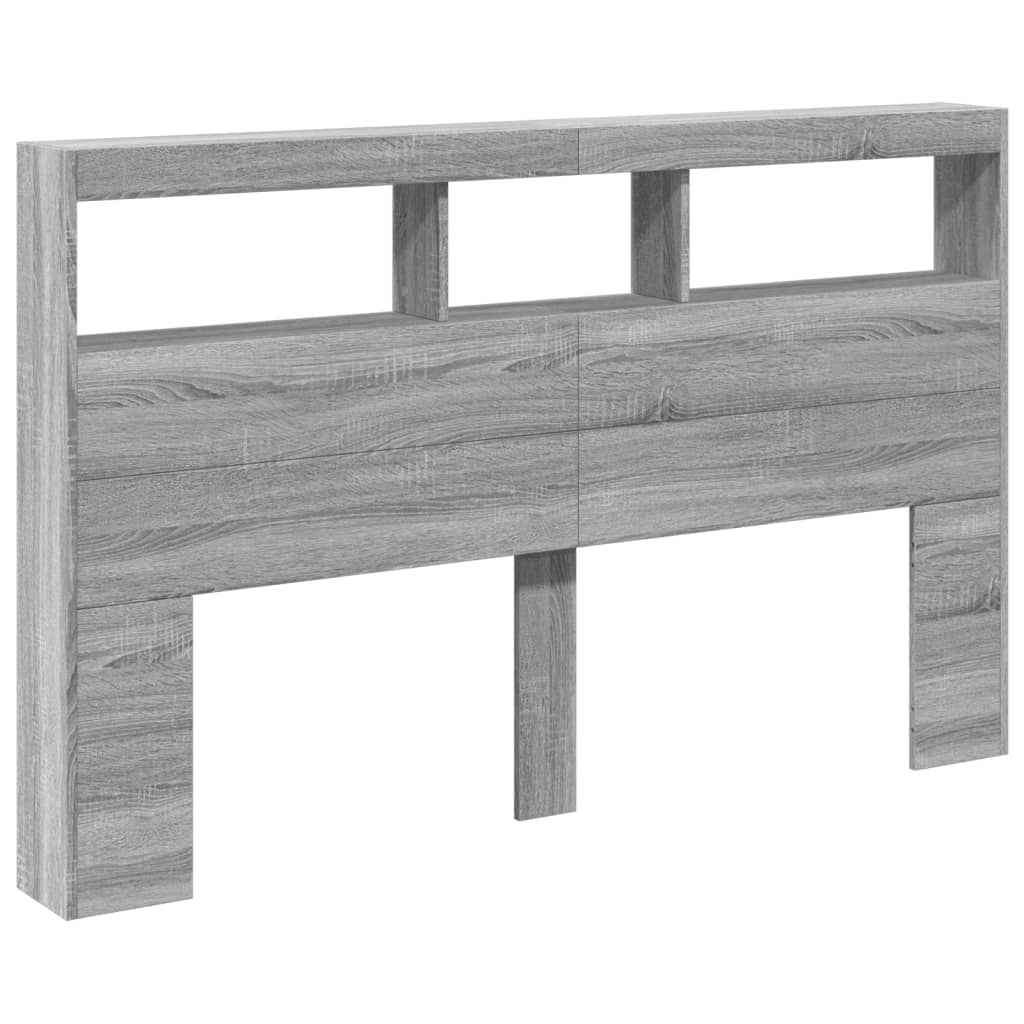 Vidaxl hoofdbordkast met led-verlichting 160x17x102 cm grijs sonoma