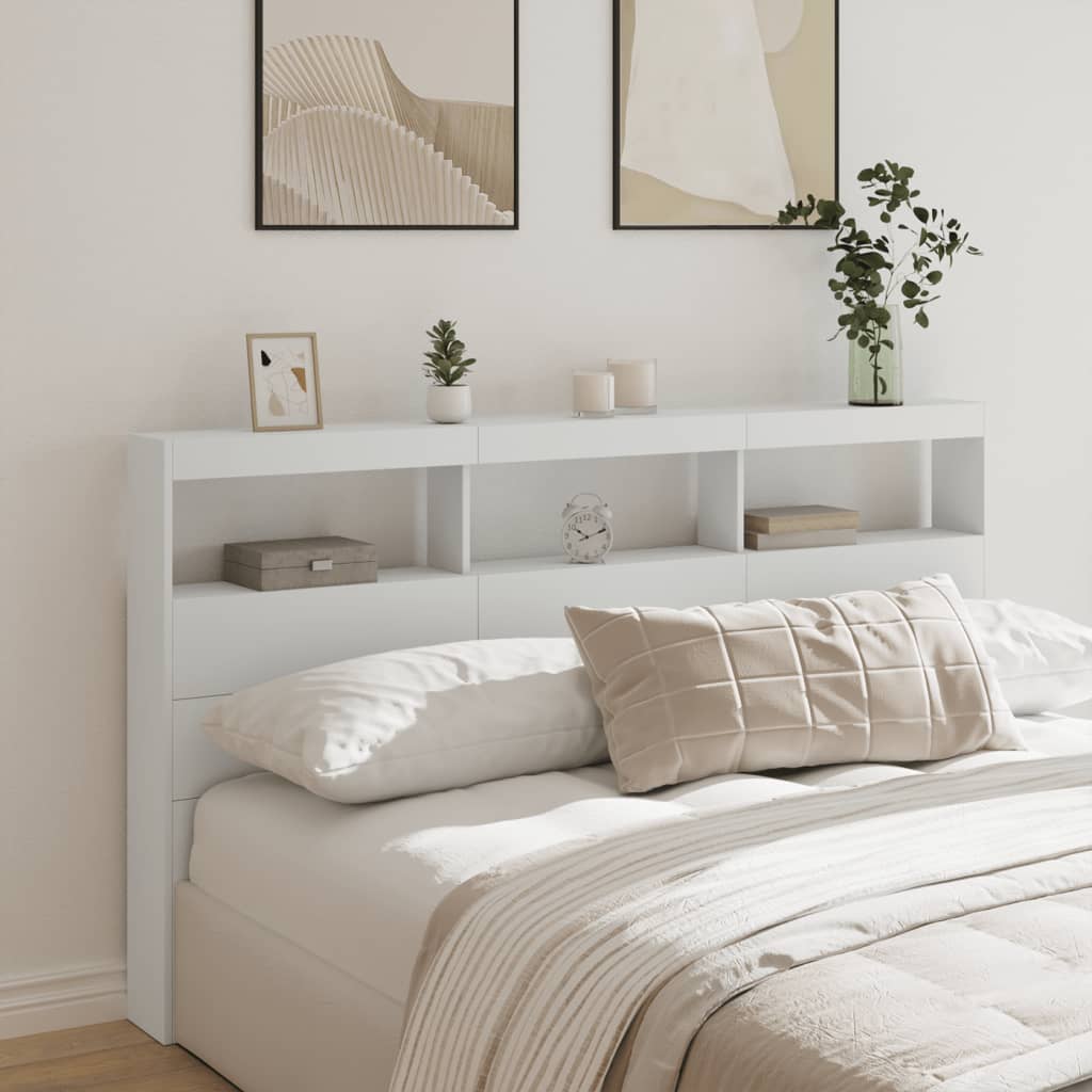 Vidaxl hoofdbordkast met led-verlichting 180x17x102 cm wit