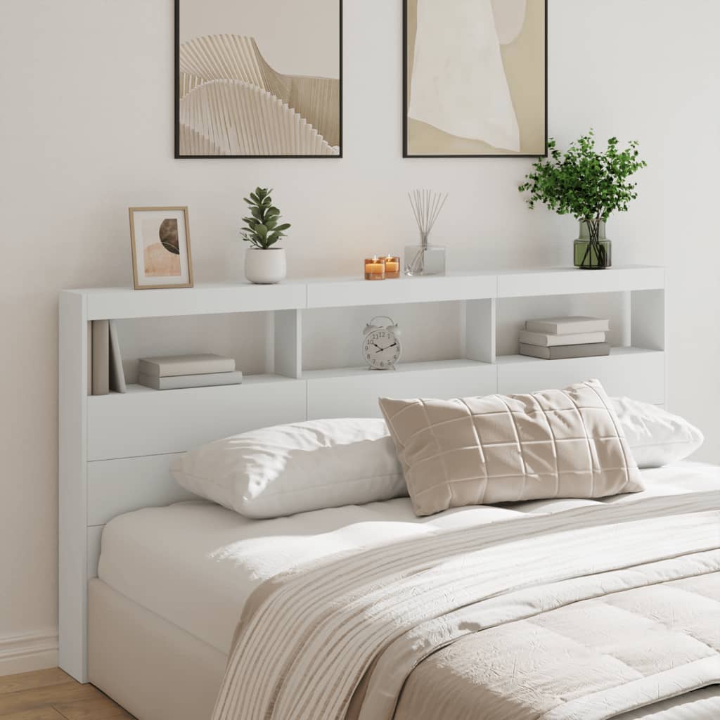 Vidaxl hoofdbordkast met led-verlichting 200x17x102 cm wit