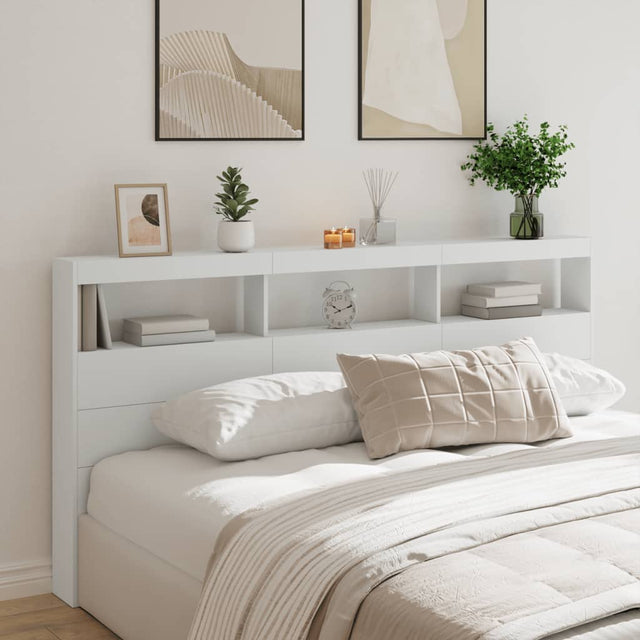 Vidaxl hoofdbordkast met led-verlichting 200x17x102 cm wit