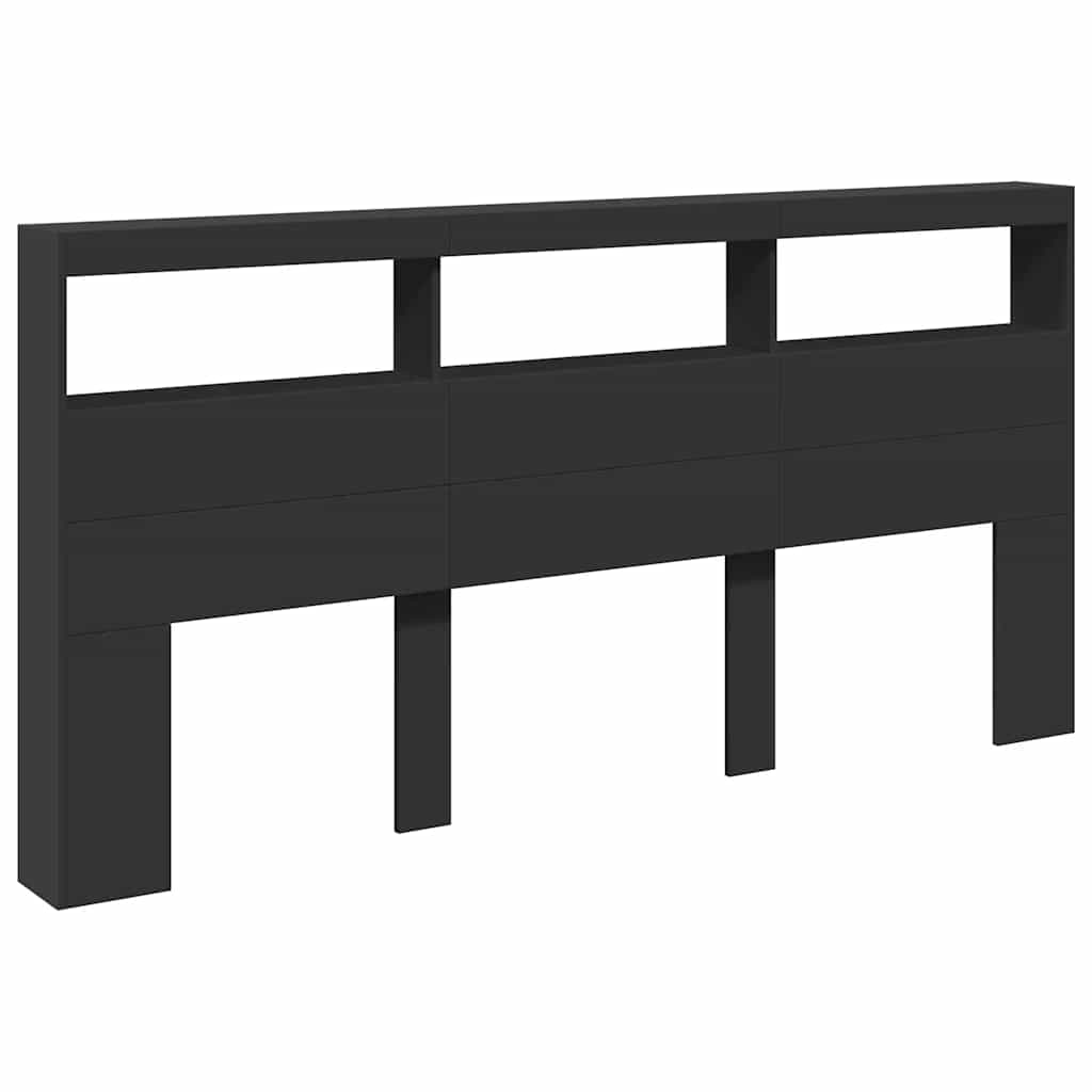 Vidaxl hoofdbordkast met led-verlichting 200x17x102 cm zwart