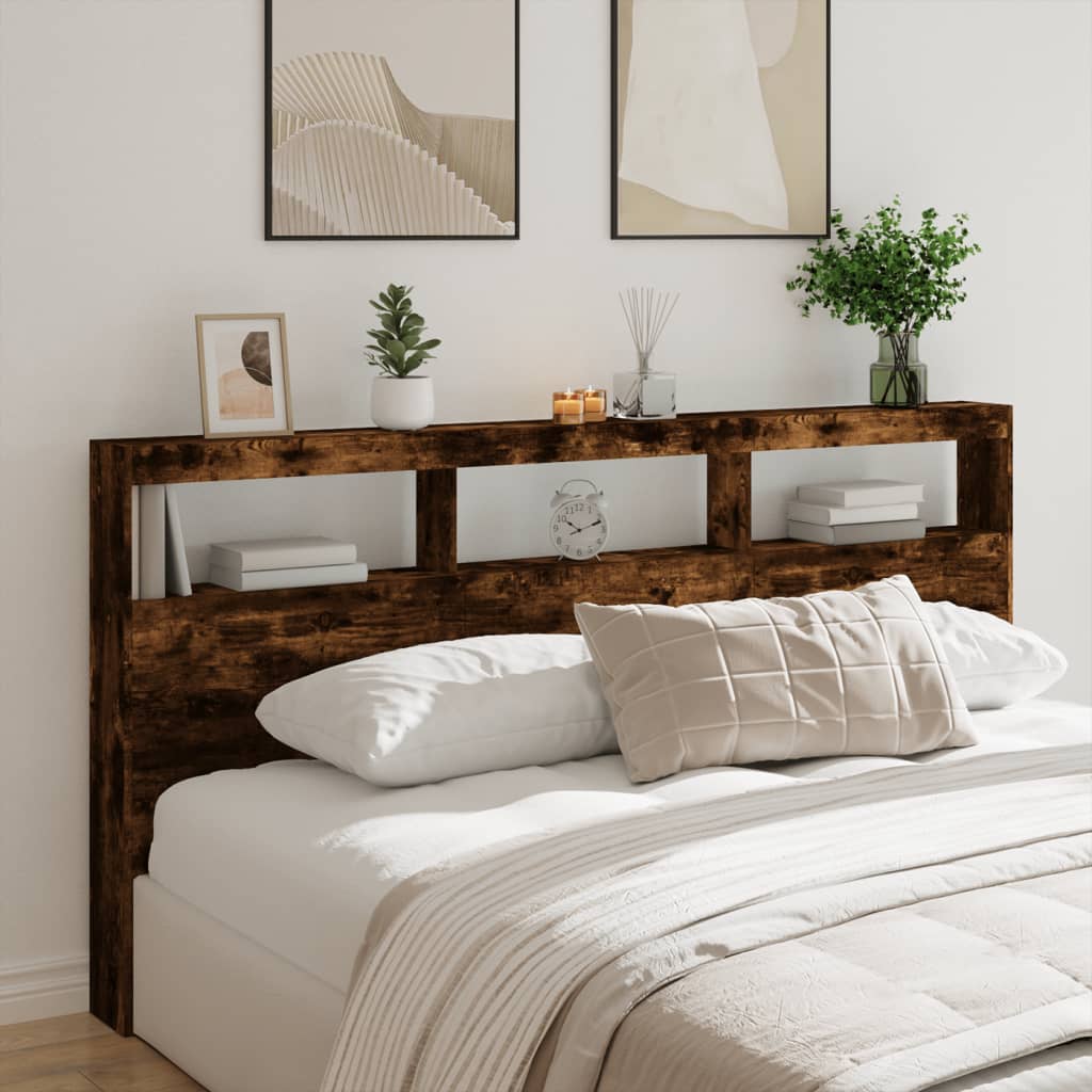 Vidaxl hoofdbordkast met led-verlichting 200x17x102 cm gerookt eiken