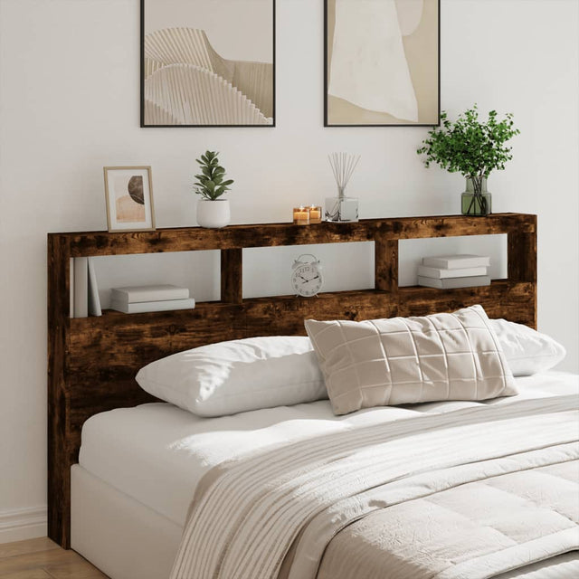 Vidaxl hoofdbordkast met led-verlichting 200x17x102 cm gerookt eiken