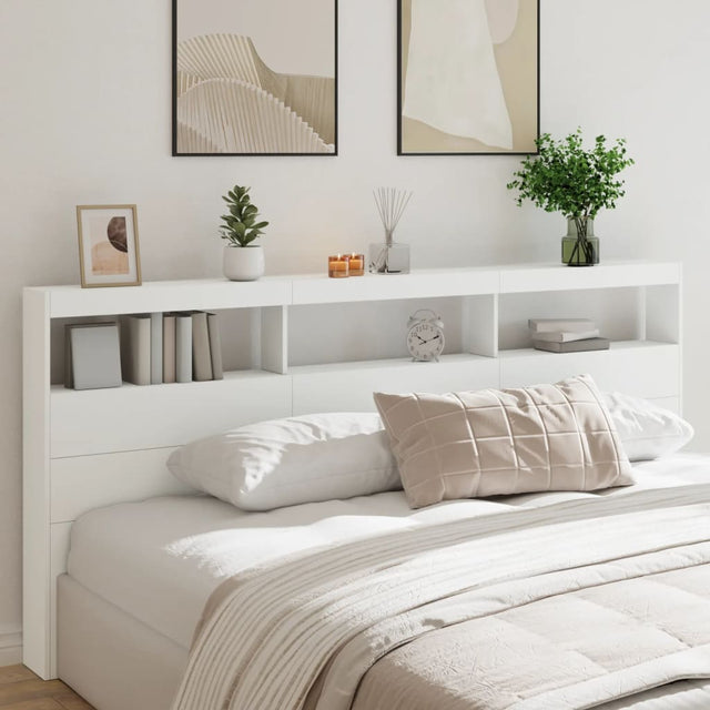 Vidaxl hoofdbordkast met led-verlichting 220x17x102 cm wit