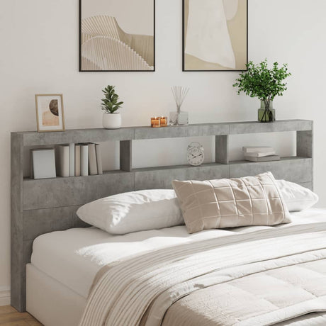 Vidaxl hoofdbordkast met led-verlichting 220x17x102 cm betongrijs