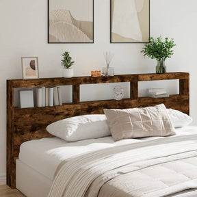 Vidaxl hoofdbordkast met led-verlichting 220x17x102 cm gerookt eiken