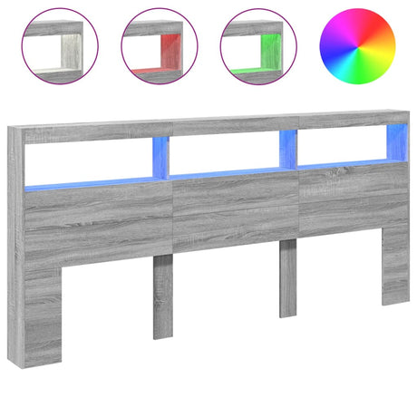 Vidaxl hoofdbordkast met led-verlichting 220x17x102 cm grijs sonoma