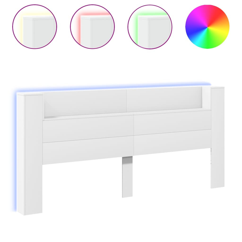 Vidaxl hoofdbordkast met led-verlichting 220x16,5x103,5 cm wit