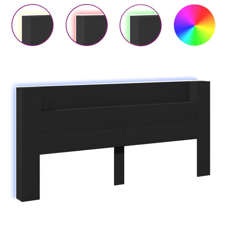 Vidaxl hoofdbordkast met led-verlichting 220x16,5x103,5 cm zwart