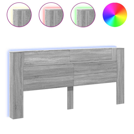 Vidaxl hoofdbordkast met led 220x16,5x103,5 cm grijs sonoma eikenkleur