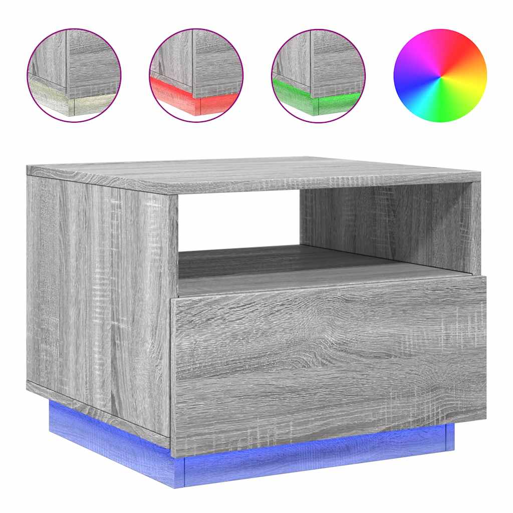 Vidaxl salontafel met led-verlichting 50x49x40 cm grijs sonoma eiken