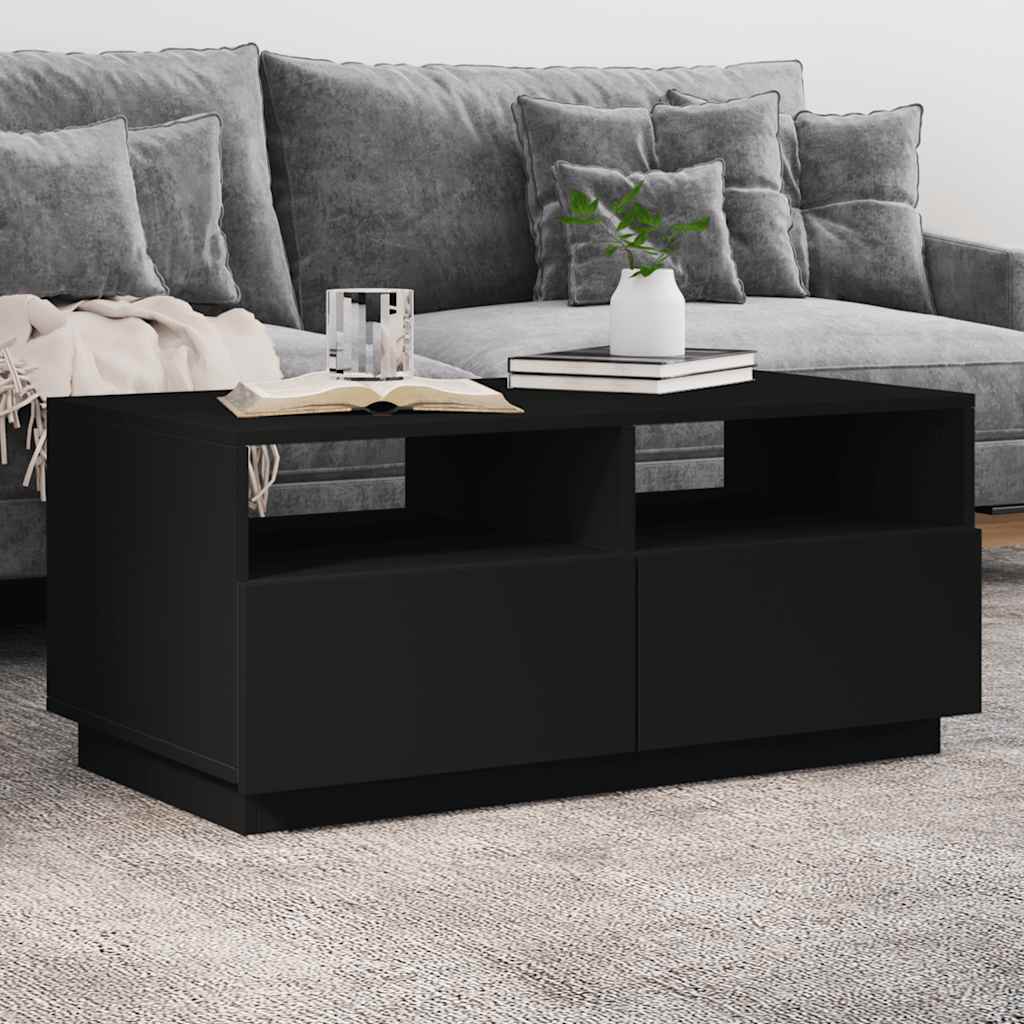 Vidaxl salontafel met led-verlichting 90x49x40 cm zwart