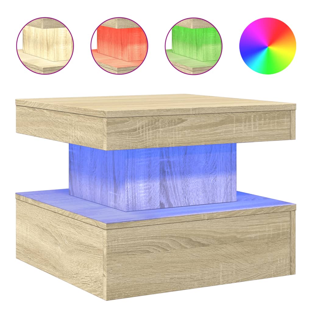 Vidaxl salontafel met led-verlichting 50x50x40 cm sonoma eiken