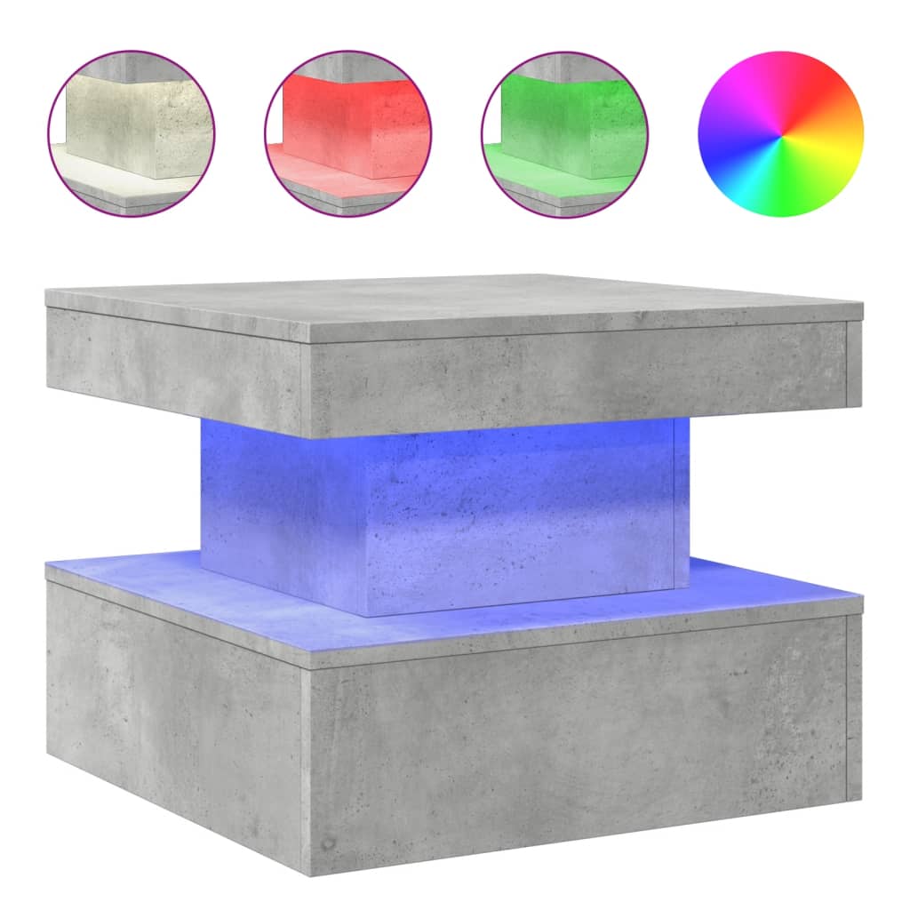 Vidaxl salontafel met led-verlichting 50x50x40 cm betongrijs