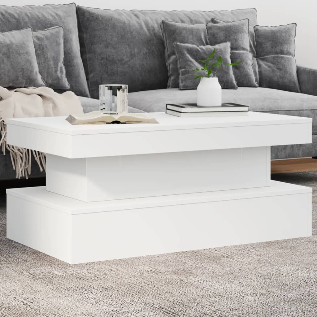 Vidaxl salontafel met led-verlichting 90x50x40 cm wit