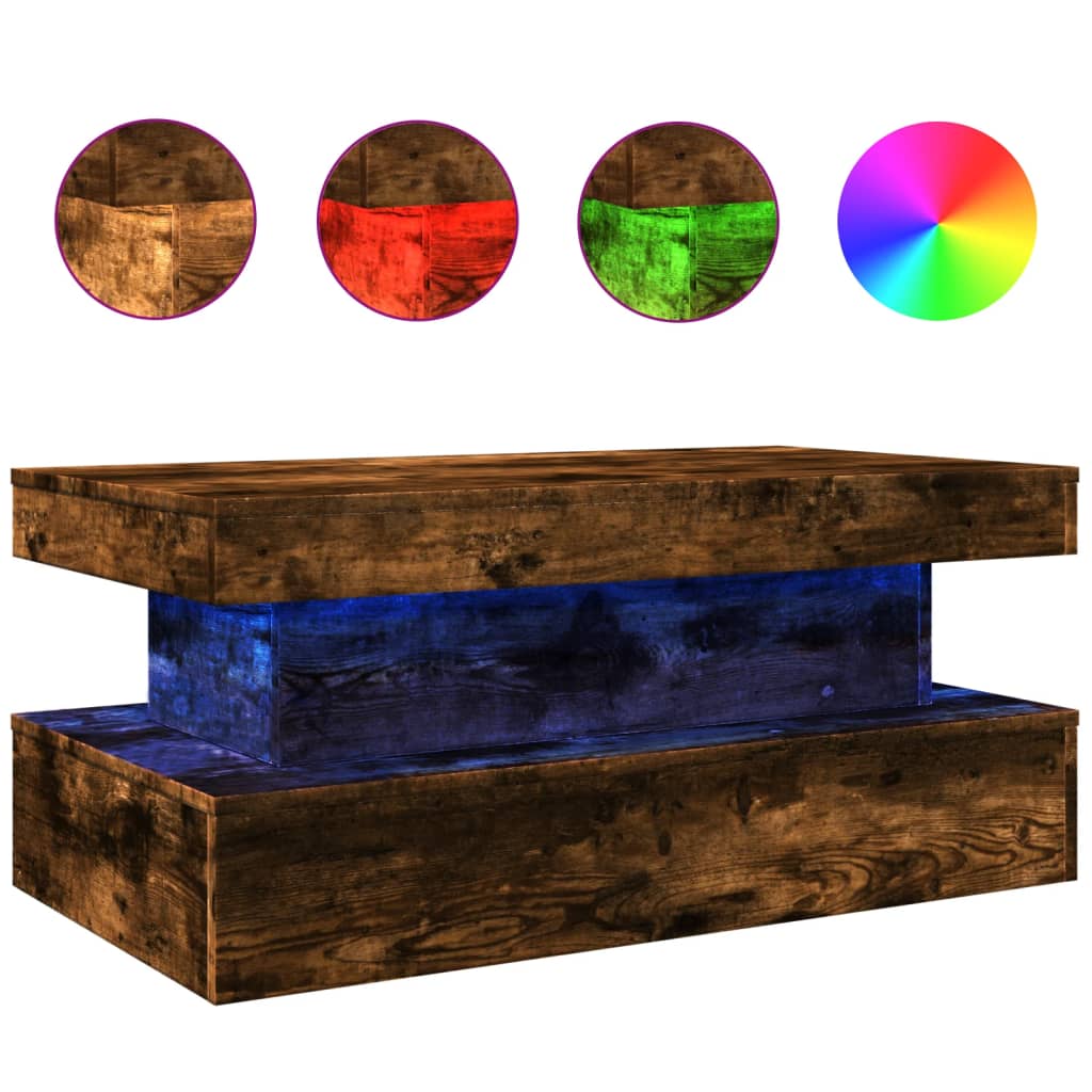 Vidaxl salontafel met led-verlichting 90x50x40 cm gerookt eikenkleurig