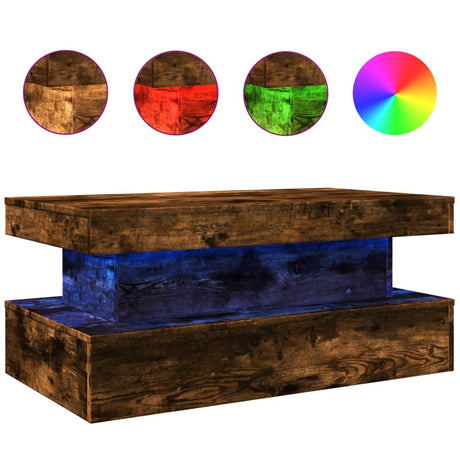 Vidaxl salontafel met led-verlichting 90x50x40 cm gerookt eikenkleurig