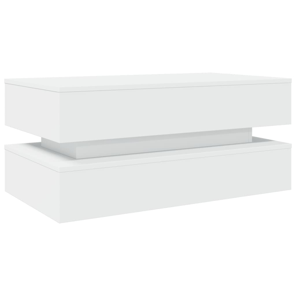 Vidaxl salontafel met led-verlichting 90x50x40 cm wit