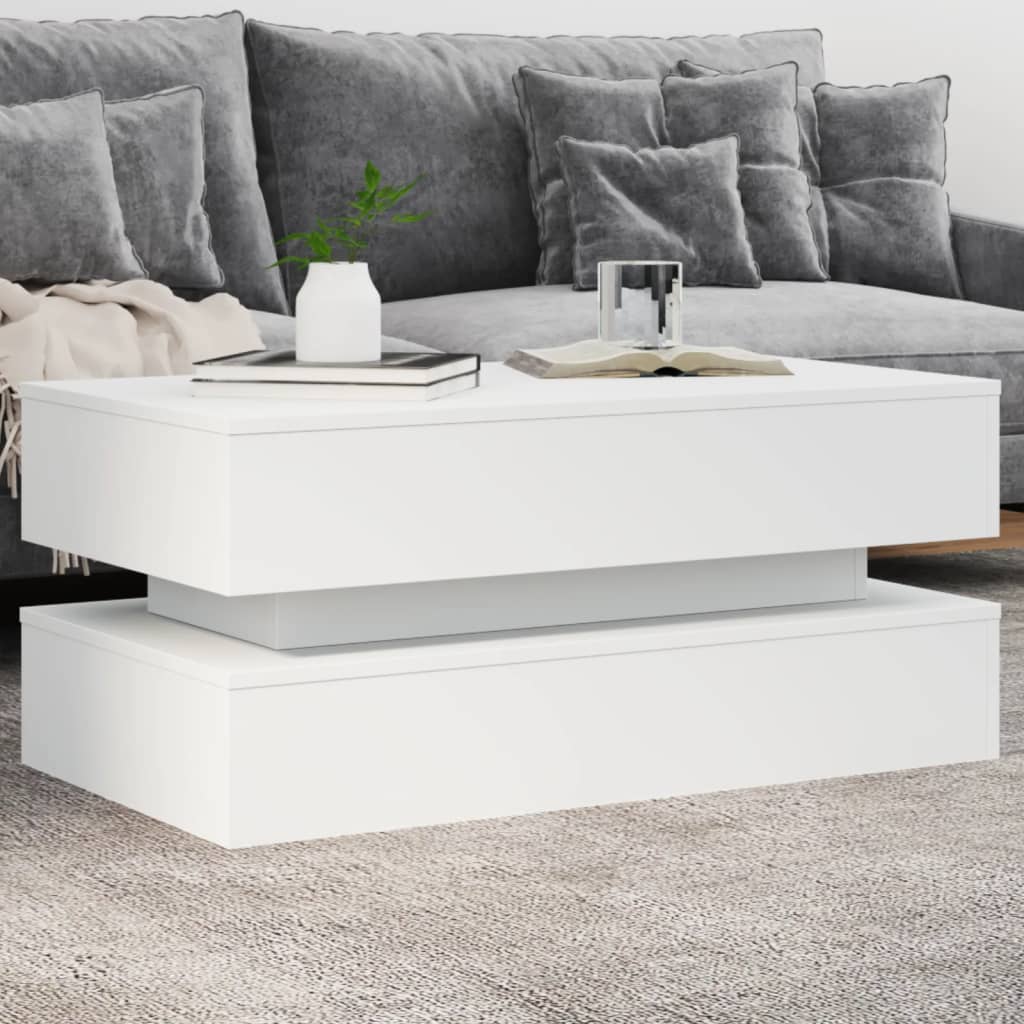Vidaxl salontafel met led-verlichting 90x50x40 cm wit