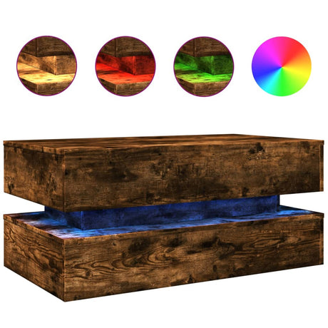 Vidaxl salontafel met led-verlichting 90x50x40 cm gerookt eikenkleurig