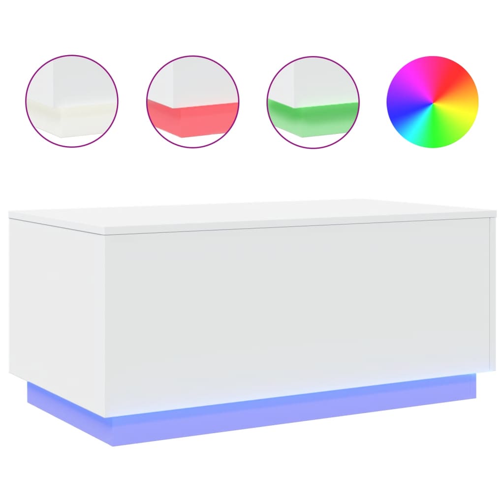 Vidaxl salontafel met led-verlichting 90x50x40 cm wit