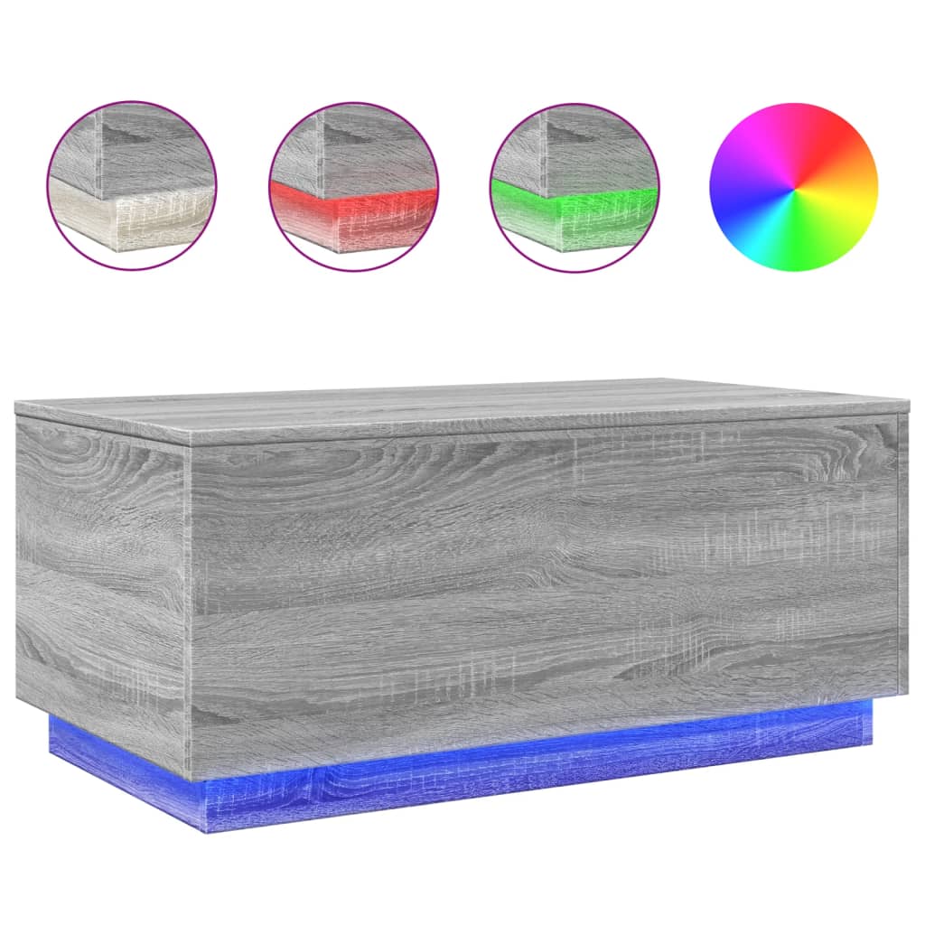 Vidaxl salontafel met led-verlichting 90x50x40 cm grijs sonoma eiken