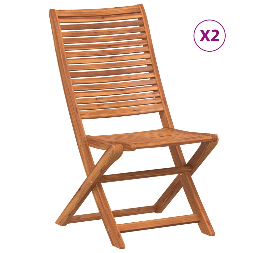 Vidaxl opklapbare stoelen, 2 stuks, massief acaciahout