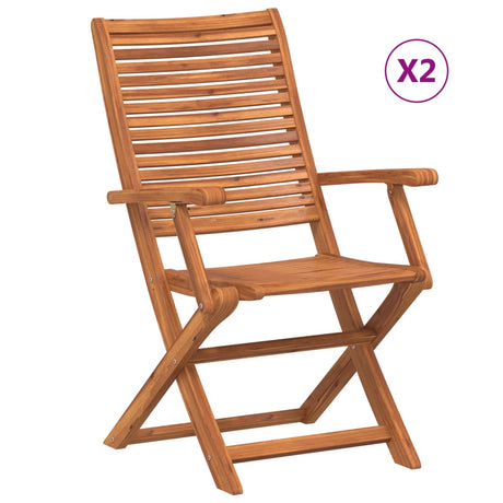 Vidaxl inklapbare stoelen 2 st met armleuning massief acaciahout