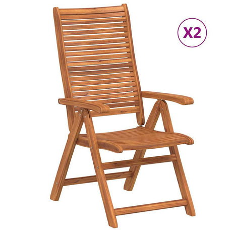 Vidaxl verstelbare klapstoelen, 2 stuks, gemaakt van massief acaciahout.
