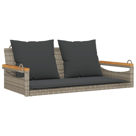 Vidaxl schommelbank met kussens 109x62x40 cm poly rattan grijs