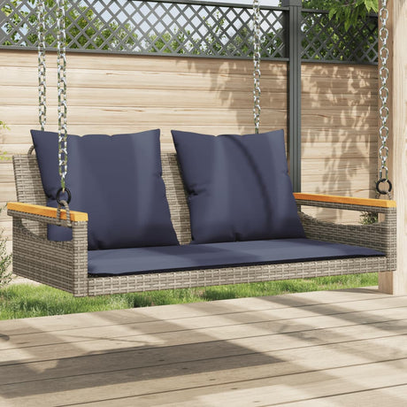 Vidaxl schommelbank met kussens 109x62x40 cm poly rattan grijs