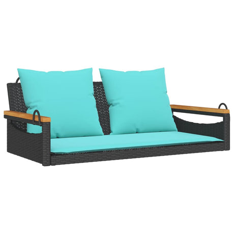 Vidaxl schommelbank met kussens 109x62x40 cm poly rattan zwart