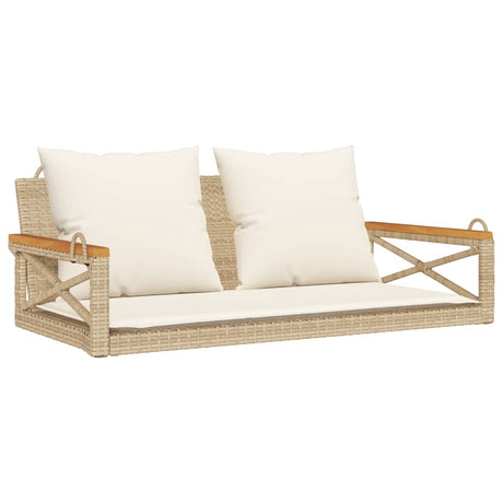 Vidaxl schommelbank met kussens 109x62x40 cm poly rattan beige