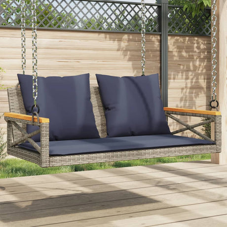 Vidaxl schommelbank met kussens 109x62x40 cm poly rattan grijs