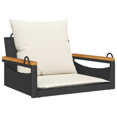 Vidaxl schommelbank met kussens 63x62x40 cm poly rattan zwart